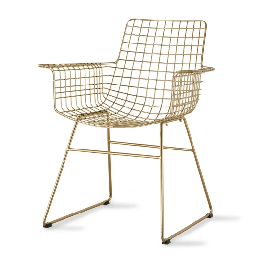 HKliving - Wire Arm Chair, Messing